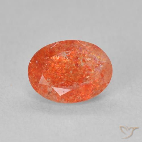 1.29ct Natural Naranja claro Piedrasol, Ovalada, Translúcido
