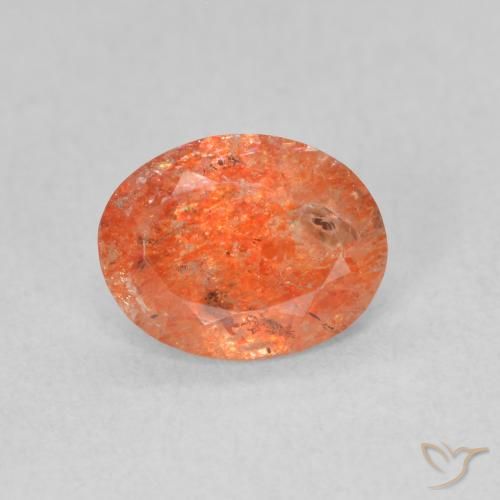 0.94ct Natural Naranja claro Piedrasol, Ovalada, Translúcido