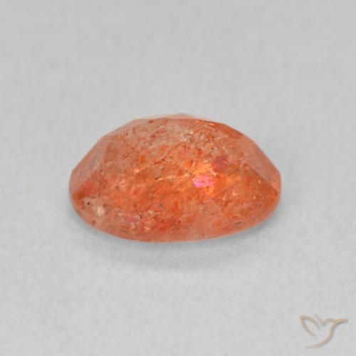 Piedrasol Naranja medio natural de 1.23 ct, Ovalada, Translúcido