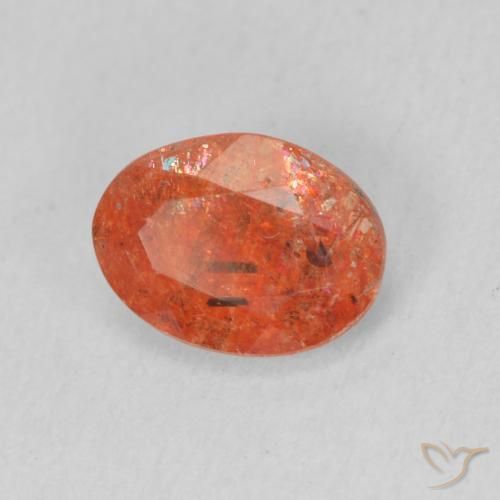 Piedrasol Naranja fuego natural de 1.08 ct, Ovalada, Translúcido