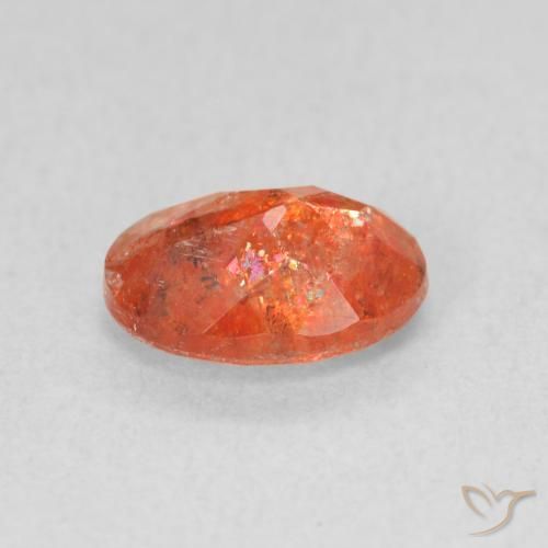 Piedrasol Naranja fuego natural de 1.08 ct, Ovalada, Translúcido