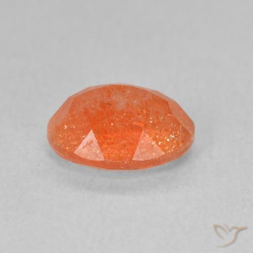 Piedrasol Naranja medio natural de 1.25 ct, Ovalada, Translúcido