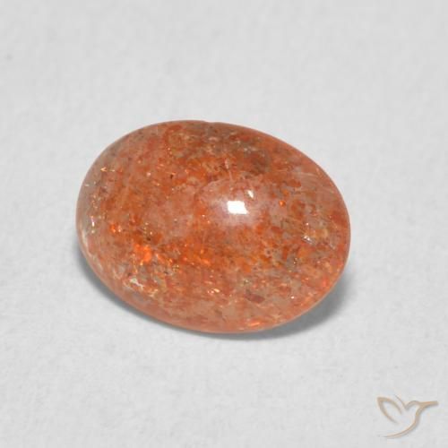 Piedrasol Naranja medio natural de 1.04 ct, Ovalada, Translúcido