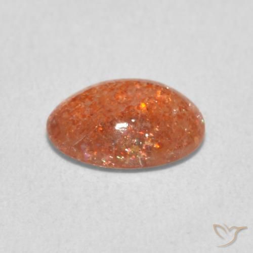 Piedrasol Naranja medio natural de 1.04 ct, Ovalada, Translúcido