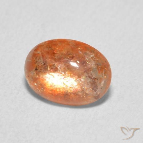 Piedrasol Naranja rojizo natural de 1.08 ct, Ovalada, Translúcido