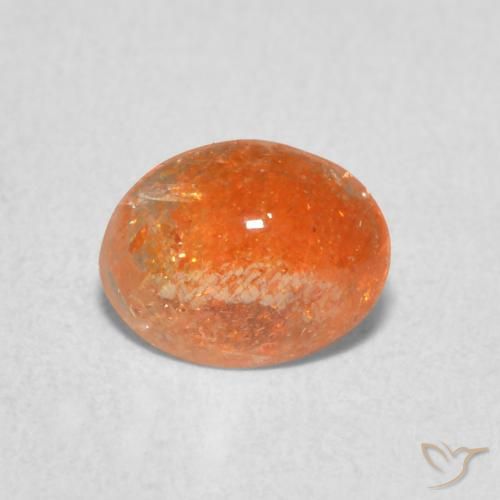 0.77ct Natural Naranja oscuro Piedrasol, Ovalada, Translúcido