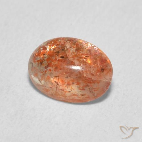 Piedrasol Naranja rojizo natural de 0.97 ct, Ovalada, Translúcido