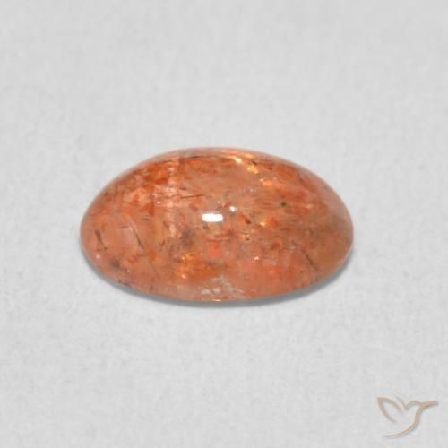 Piedrasol Naranja rojizo natural de 0.97 ct, Ovalada, Translúcido