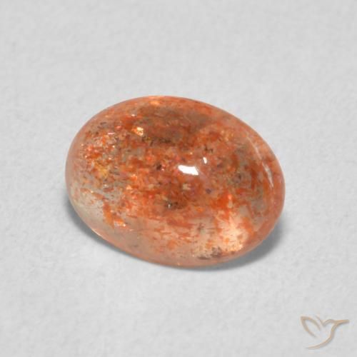 Piedrasol Naranja rojizo natural de 1.05 ct, Ovalada, Translúcido