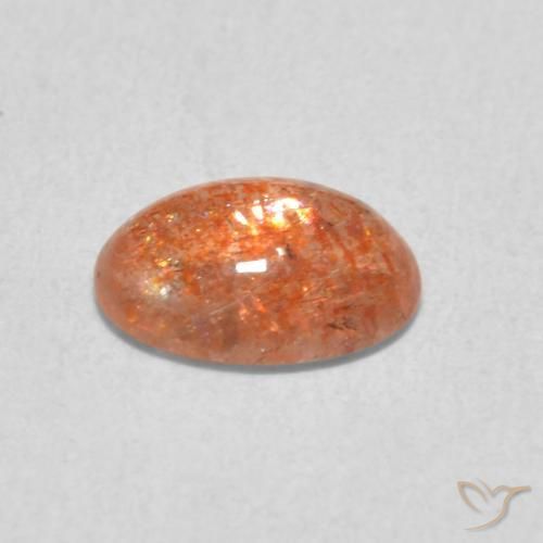 Piedrasol Naranja rojizo natural de 1.05 ct, Ovalada, Translúcido