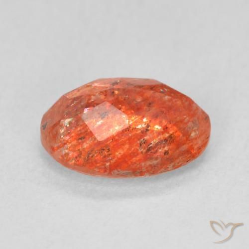 Piedrasol Ámbar naranja natural de 1.03 ct, Ovalada, Translúcido