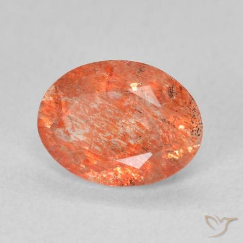 Piedrasol Naranja claro natural de 1.05 ct, Ovalada, Translúcido