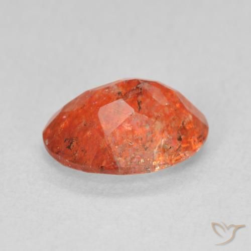 Piedrasol Naranja claro natural de 1.05 ct, Ovalada, Translúcido