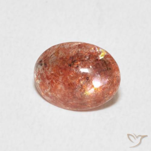 Piedrasol Naranja medio natural de 0.99 ct, Ovalada, Translúcido