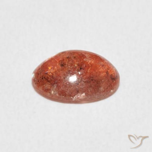 Piedrasol Naranja medio natural de 0.99 ct, Ovalada, Translúcido