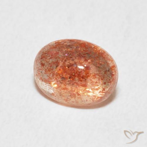 Piedrasol Naranja medio natural de 1.16 ct, Ovalada, Translúcido