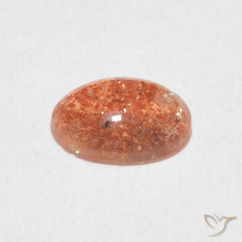 Piedrasol Naranja medio natural de 1.16 ct, Ovalada, Translúcido