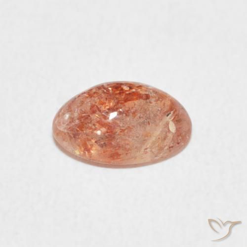 Piedrasol Naranja durazno natural de 0.97 ct, Ovalada, Translúcido