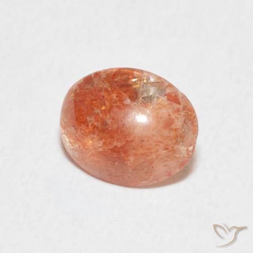 Piedrasol Naranja medio natural de 0.93 ct, Ovalada, Translúcido
