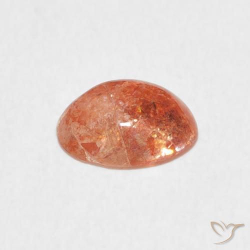 Piedrasol Naranja medio natural de 0.93 ct, Ovalada, Translúcido
