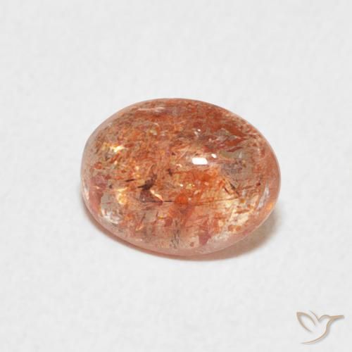 Piedrasol Naranja rojizo natural de 1.08 ct, Ovalada, Translúcido
