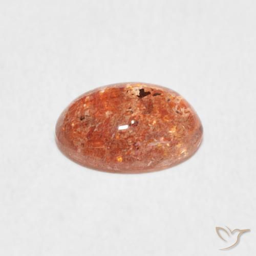 Piedrasol Naranja rojizo natural de 1.08 ct, Ovalada, Translúcido