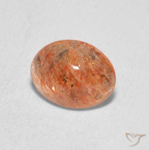 Piedrasol Naranja medio natural de 1.17 ct, Ovalada, Translúcido
