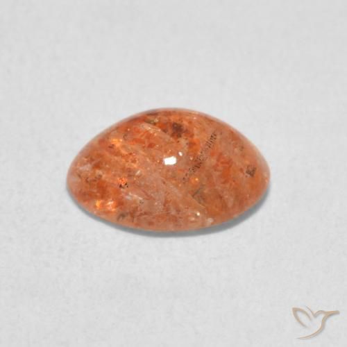Piedrasol Naranja medio natural de 1.17 ct, Ovalada, Translúcido