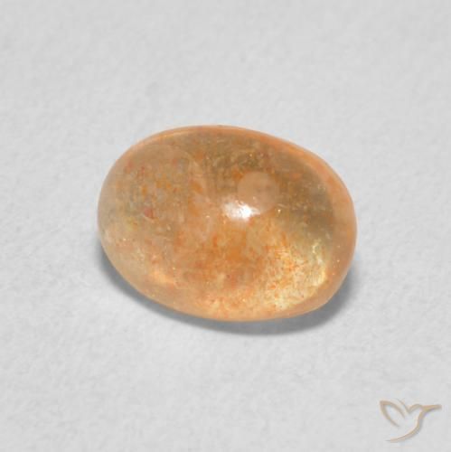Piedrasol Naranja claro natural de 1.34 ct, Ovalada, Translúcido