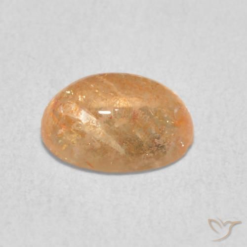 Piedrasol Naranja durazno claro natural de 1.33 ct, Ovalada, Translúcido
