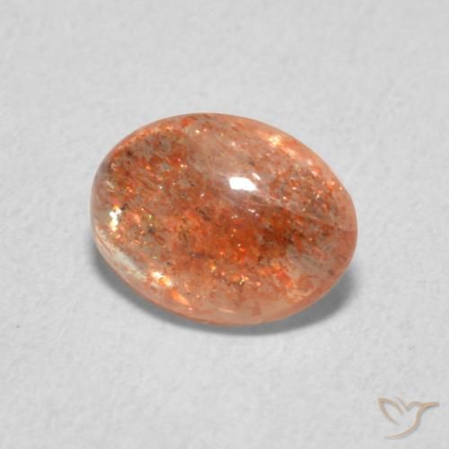 Piedrasol Naranja rojizo natural de 1.05 ct, Ovalada, Translúcido