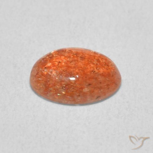 Piedrasol Naranja rojizo natural de 1.05 ct, Ovalada, Translúcido
