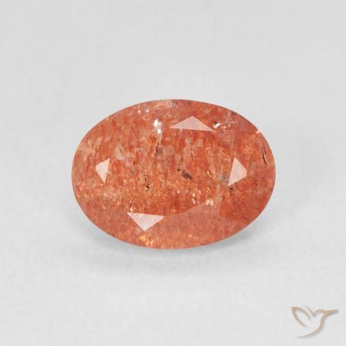 1.15ct Natural Naranja rojizo Piedrasol, Ovalada, Translúcido