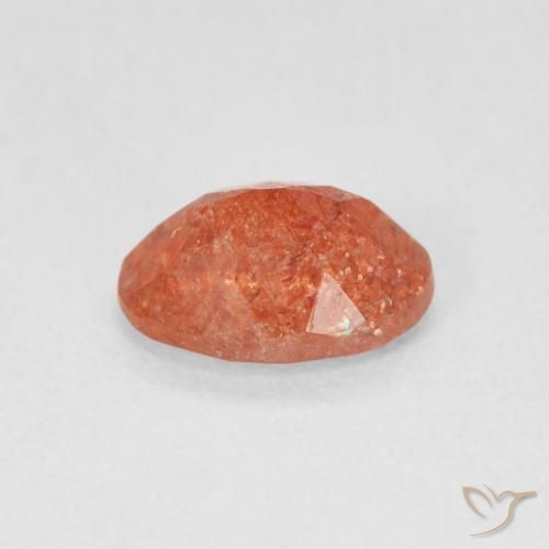 Piedrasol Naranja rojizo natural de 1.15 ct, Ovalada, Translúcido