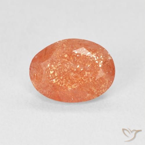 1.23ct Natural Naranja rojizo Piedrasol, Ovalada, Translúcido