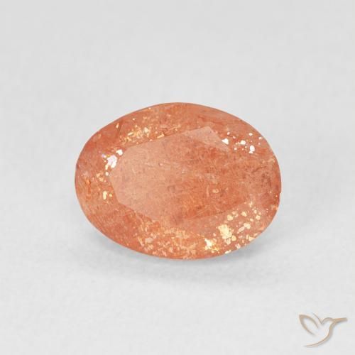 Piedrasol Naranja rojizo natural de 1.23 ct, Ovalada, Translúcido