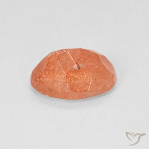 Piedrasol Naranja rojizo natural de 1.23 ct, Ovalada, Translúcido