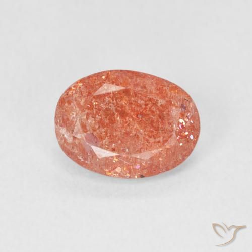 1.05ct Natural Naranja rojizo Piedrasol, Ovalada, Translúcido
