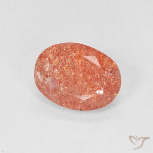 Piedrasol Naranja rojizo natural de 1.05 ct, Ovalada, Translúcido