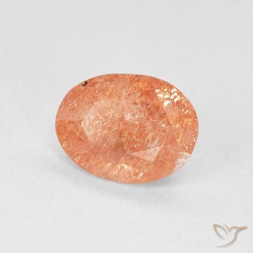 Piedrasol Naranja rojizo natural de 1.20 ct, Ovalada, Translúcido
