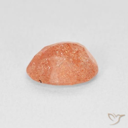 Piedrasol Naranja rojizo natural de 1.20 ct, Ovalada, Translúcido
