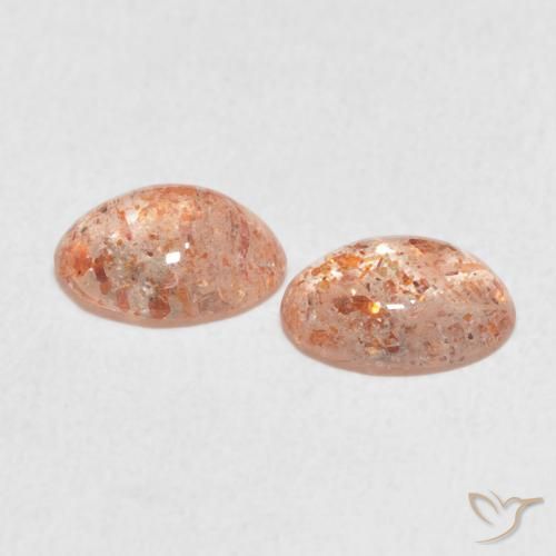 Gemas de Piedrasol Naranja durazno natural de 1.93 ct, Ovalada, Translúcido