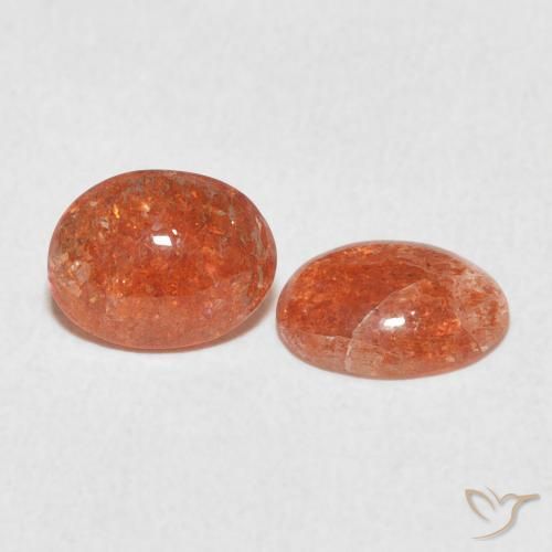 Gemas de Piedrasol Naranja rojizo natural de 1.83 ct, Ovalada, Translúcido