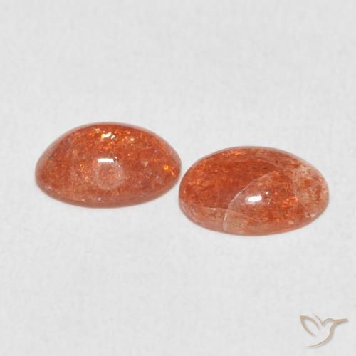 Gemas de Piedrasol Naranja rojizo natural de 1.83 ct, Ovalada, Translúcido