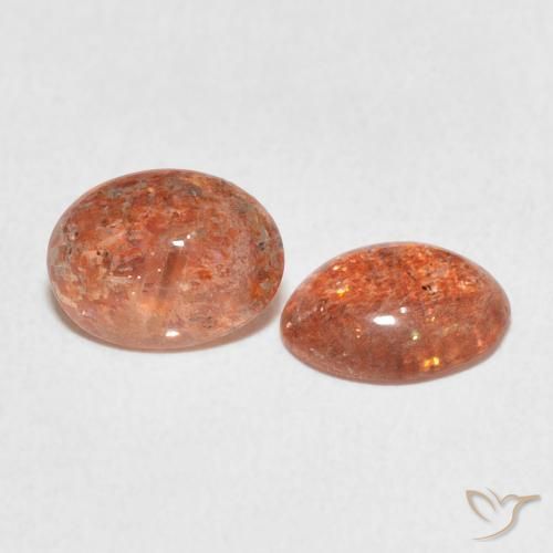Gemas de Piedrasol Naranja medio natural de 2.05 ct, Ovalada, Translúcido