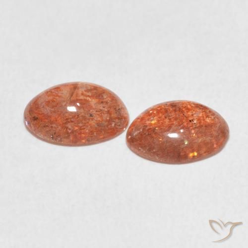 Gemas de Piedrasol Naranja medio natural de 2.05 ct, Ovalada, Translúcido
