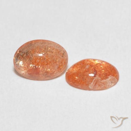 Gemas de Piedrasol Naranja rojizo natural de 1.84 ct, Ovalada, Translúcido