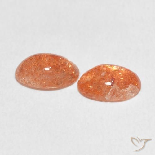Gemas de Piedrasol Naranja rojizo natural de 1.84 ct, Ovalada, Translúcido