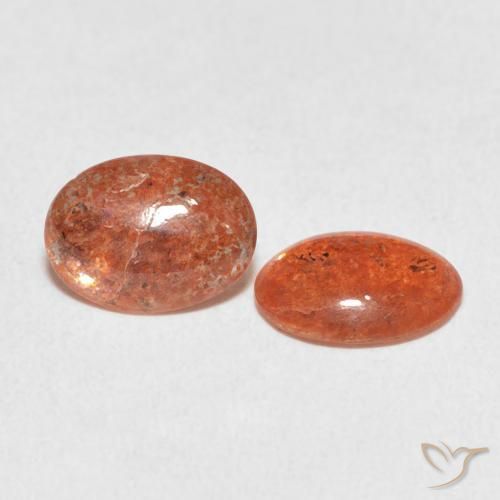 Gemas de Piedrasol Naranja rojizo natural de 1.58 ct, Ovalada, Translúcido