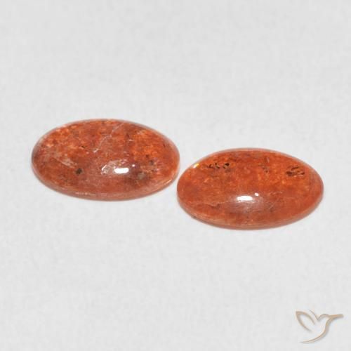 Gemas de Piedrasol Naranja rojizo natural de 1.58 ct, Ovalada, Translúcido